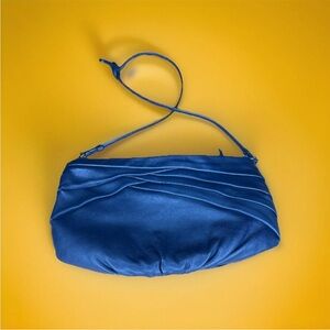 Vintage LISA LOREN Dark Blue Soft NAPPA LEATHER Shoulder Bag Clutch Purse